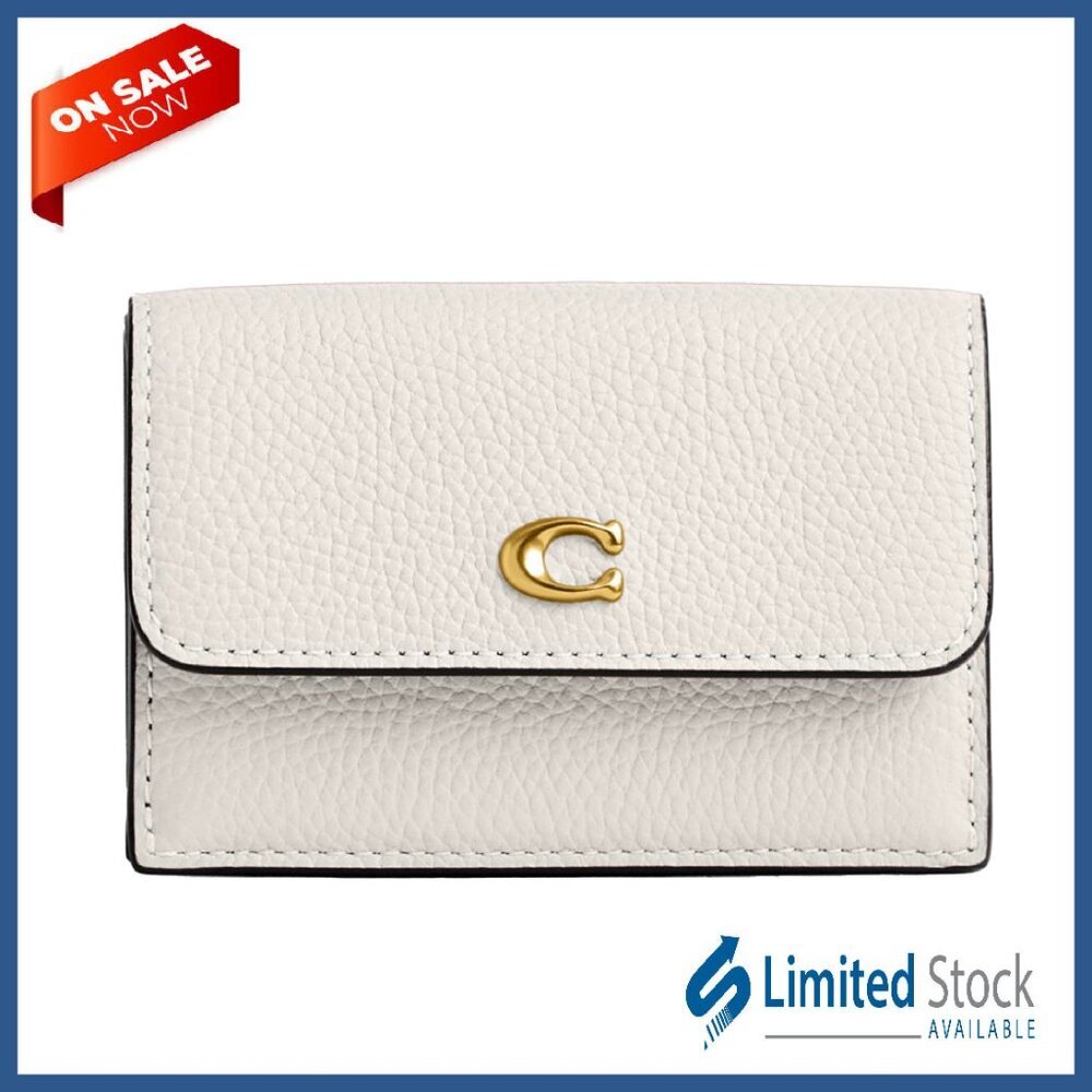 Polished Pebble Leather Mini Trifold Wallet with Snap Closure - Picture 1 of 6